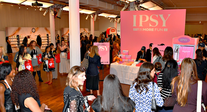 Visitors lined up for a chance to play the IPSY cosmetics-filled Claw Machine.